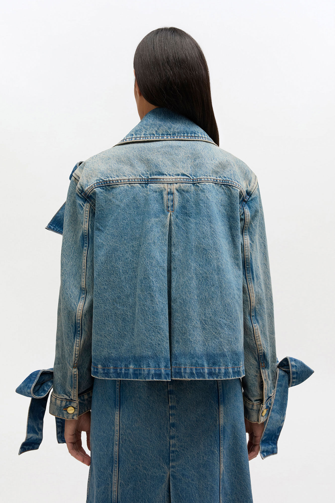 Light Rigid Denim Jacket, in colour Mid Blue Vintage - 1 - GANNI