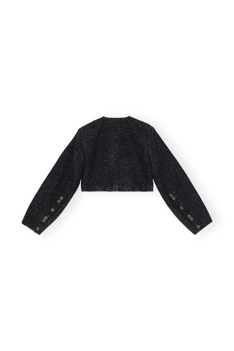Sparkle Cropped Blazer, in colour Black - 2 - GANNI