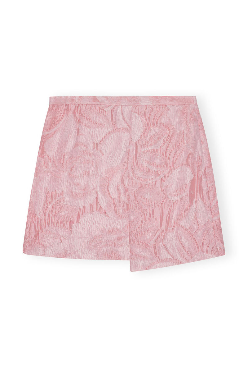 Pink Textured Cloqué Mini Skirt, Nylon, in colour Bleached Mauve - 2 - GANNI