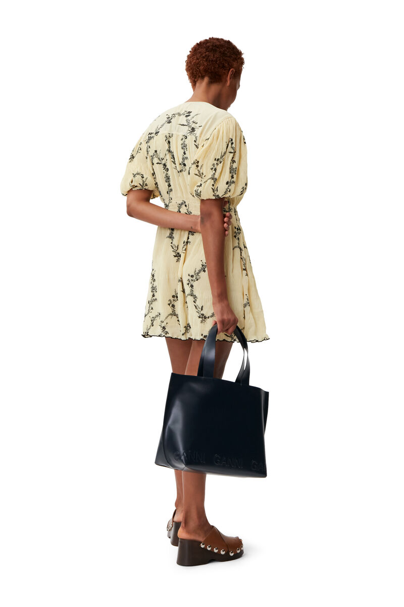 Pleated Georgette Mini Dress, Recycled Polyester, in colour Floral Shadow Flan - 2 - GANNI