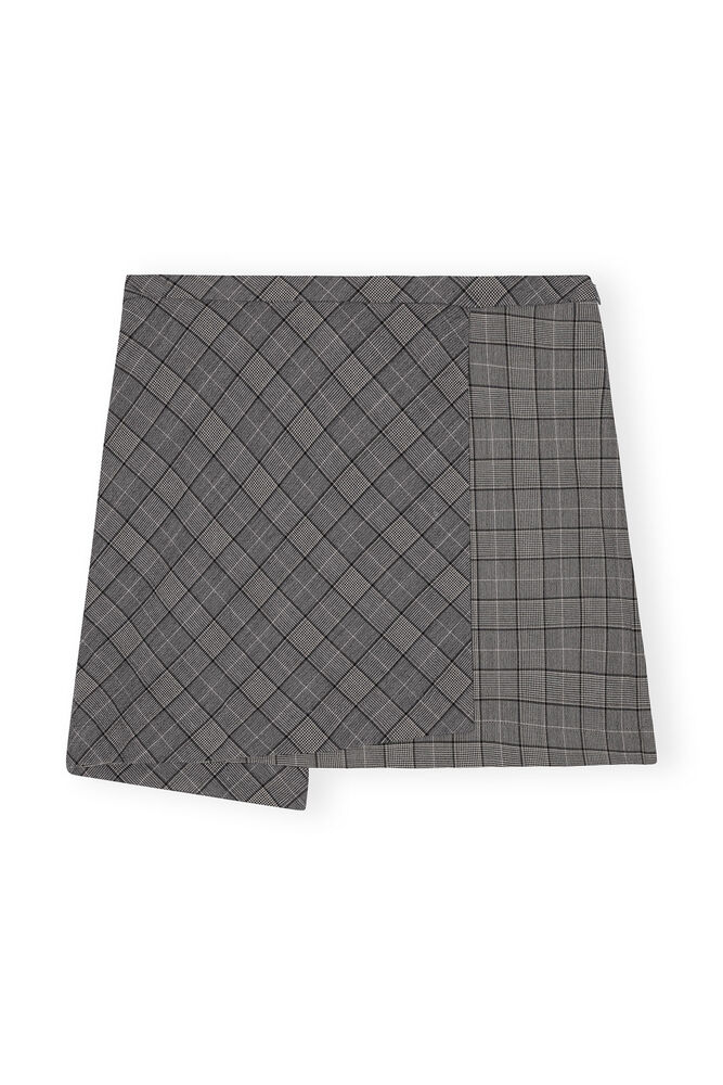 Checkered Mini Skirt, Frost Gray