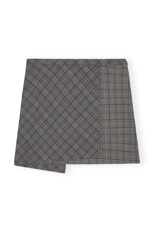 Checkered Mini Skirt, in colour Frost Gray - 1 - GANNI