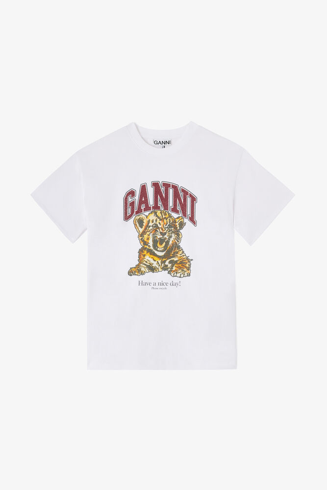 White Beaded Tiger T-shirt, Bright White