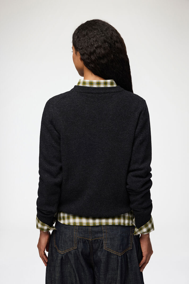Jumper with Forest Teddy, Wool, in colour Phantom - 3 - GANNI