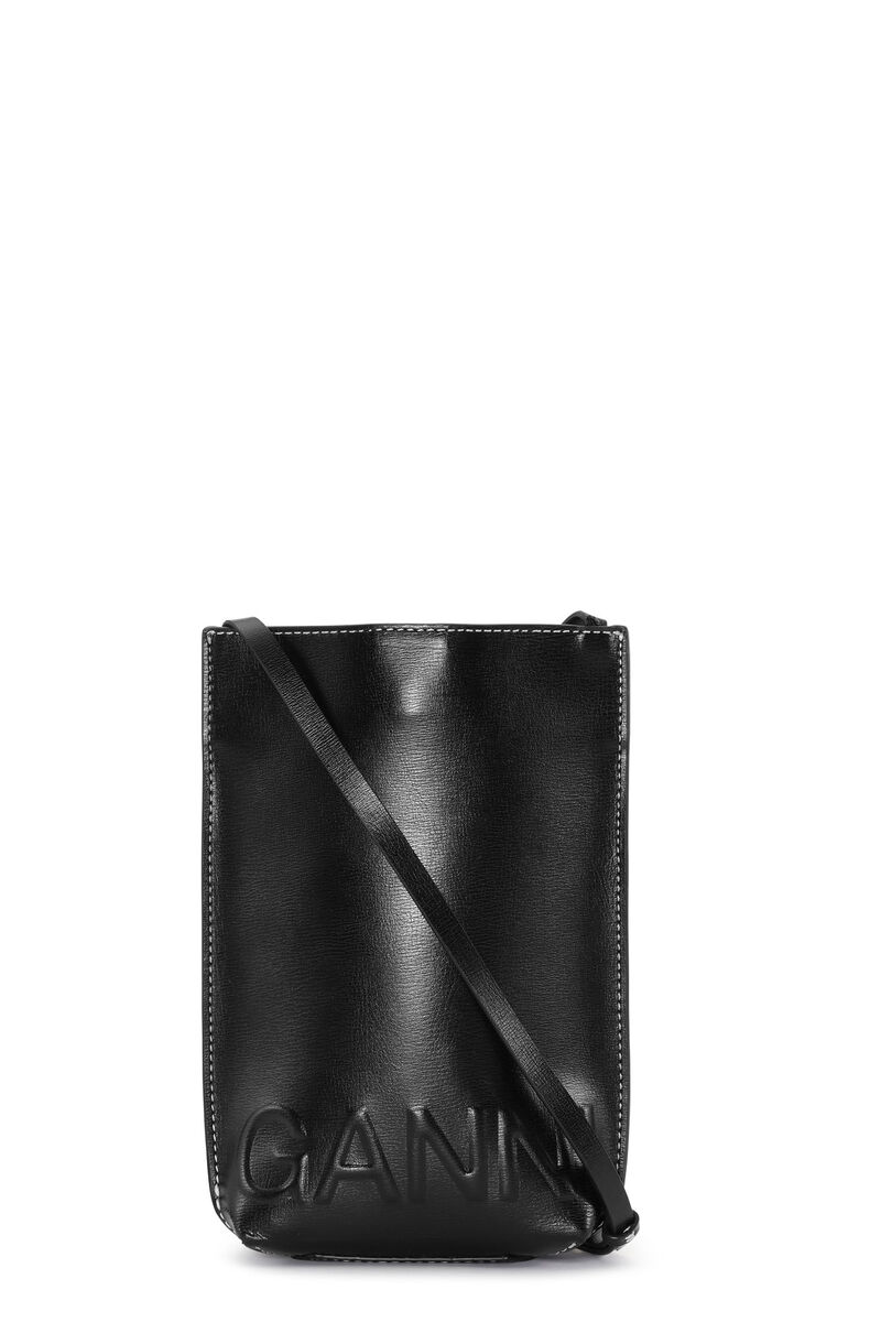 Small Banner Crossbody Bag, Leather, in colour Black - 1 - GANNI