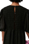 Midiklänning i krusat georgettetyg, Recycled Polyester, in colour Black - 7 - GANNI