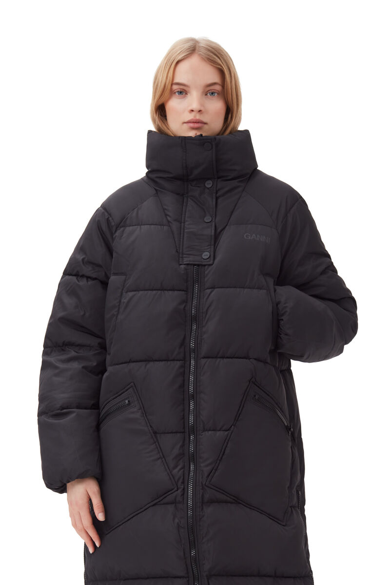 Oversized Tech Puffer Coat, Recycled Polyester, in colour Phantom - 2 - GANNI