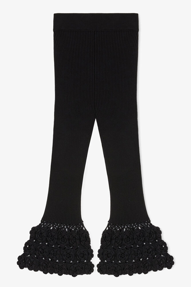 Trousers in Cotton Crochet, Black
