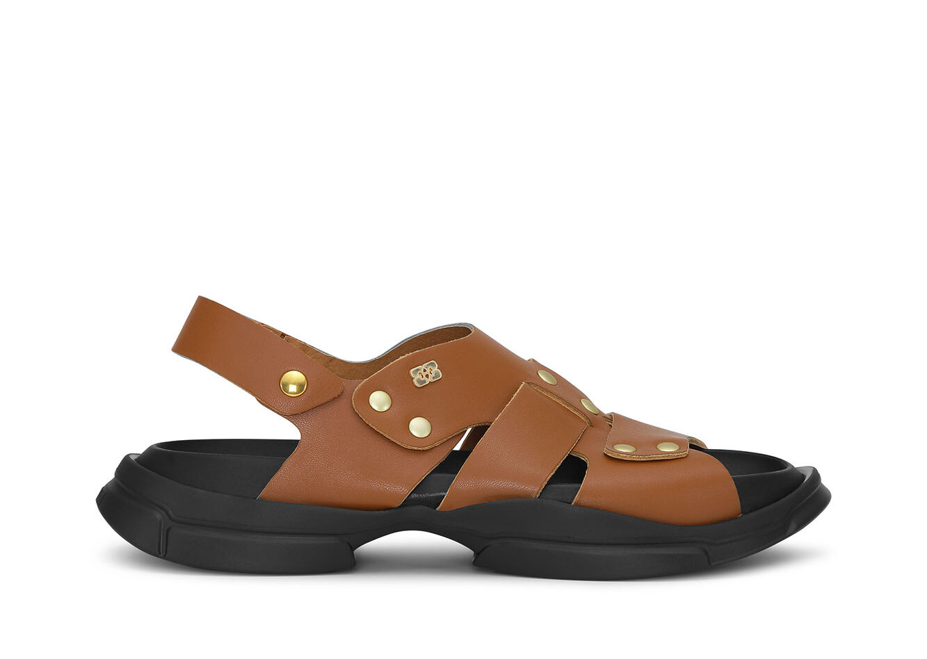 Brown Light Weight EVA Asymmetrical Sandals, Polyester, in colour Chocolate Fondant - 1 - GANNI