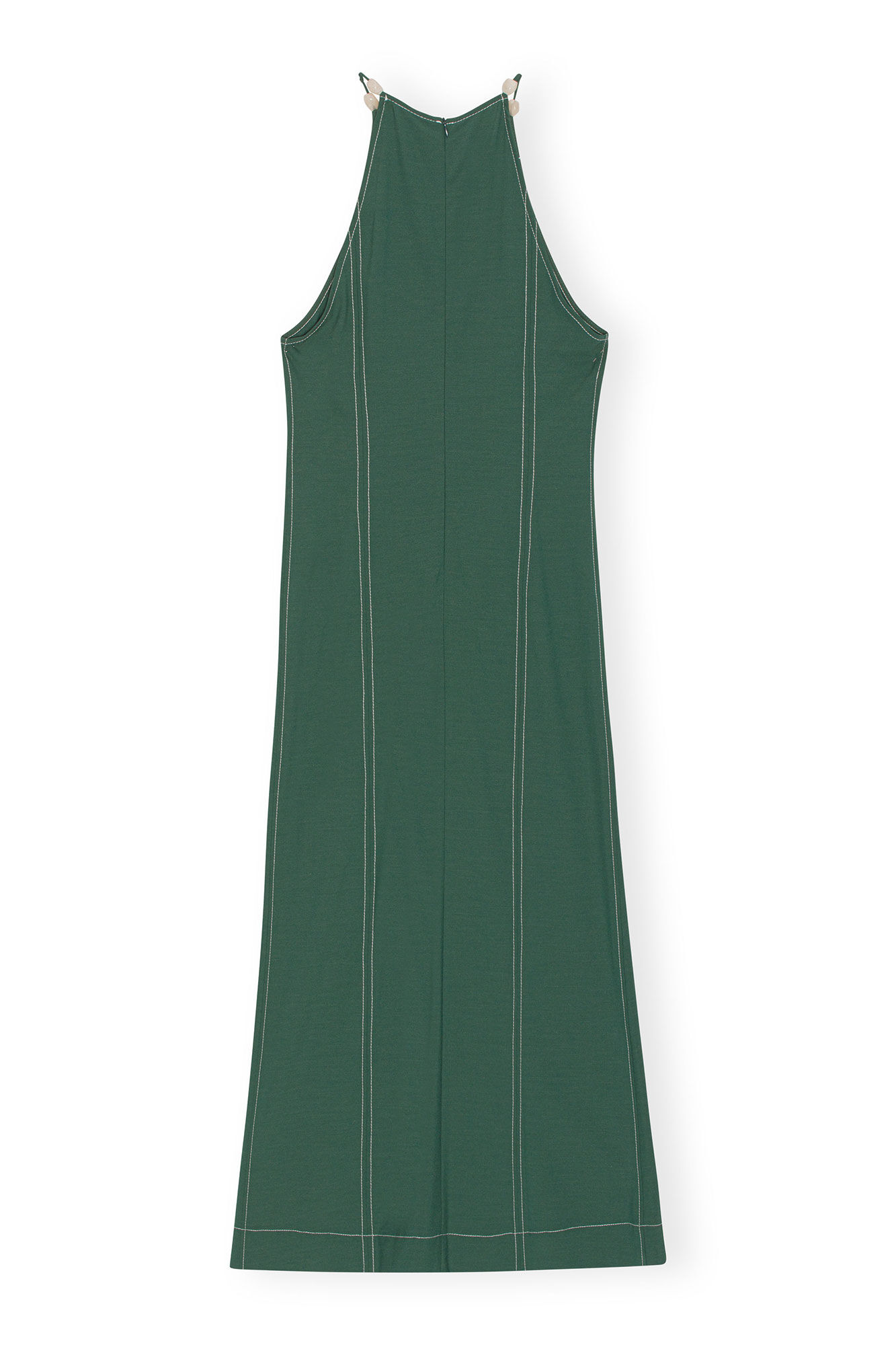 Drapey Melange Maxi Dress, Elastane, in colour Trekking Green - 2 - GANNI