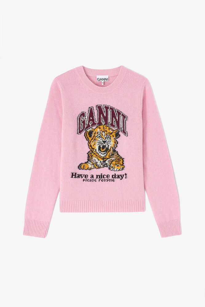 Pull en laine graphique, Chalk Pink