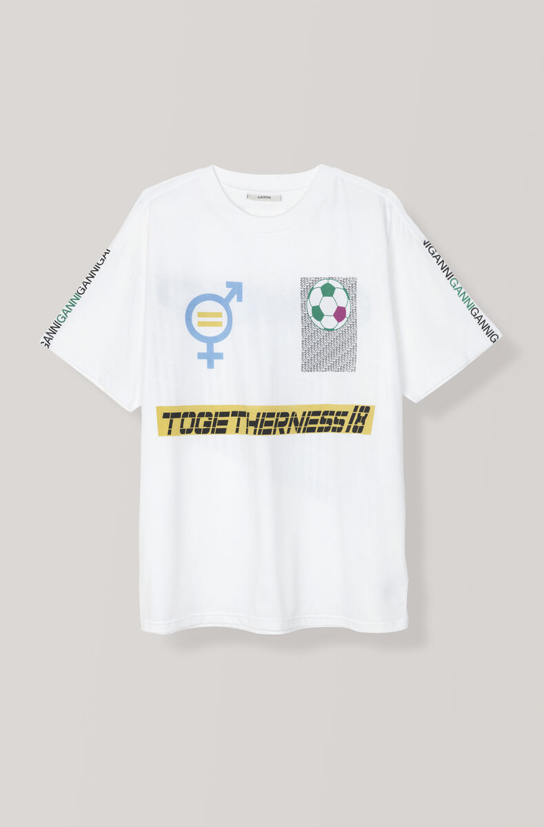 GANNI x GGWCUP Togetherness T-shirt, Cotton, in colour Bright White - 1 - GANNI