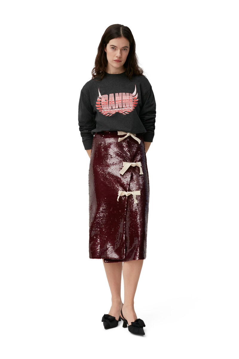 Sequins Midi Skirt, Recycled Polyester, in colour Port Royale - 1 - GANNI