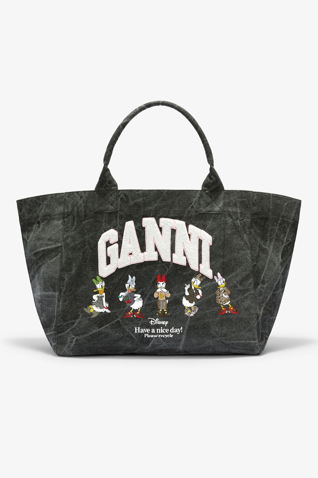 Black Oyster Daisy Duck Bleached XXL Tote | GANNI US