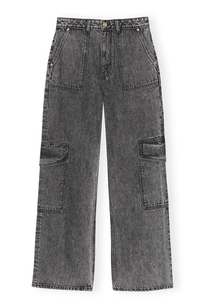 Snow Washed Denim Angi Jeans, Cotton, in colour Black Washed - 1 - GANNI