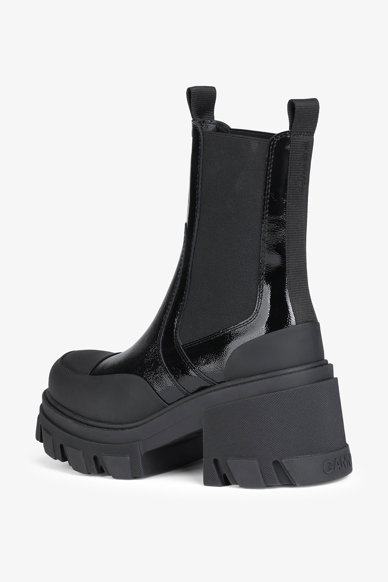 Cleated Heeled Mid Chelsea Støvler, Calf Leather, in colour Black - 2 - GANNI