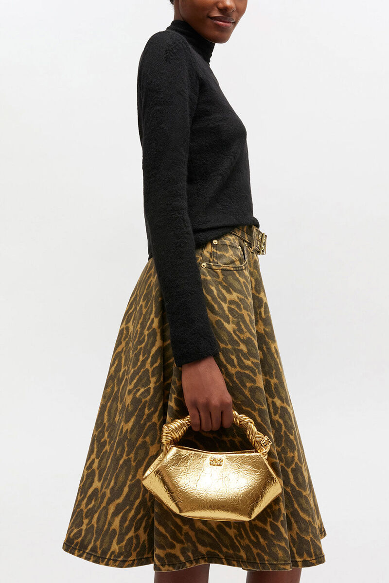 Metallic Mini Bou Bag, Polyurethane, in colour Gold - 1 - GANNI