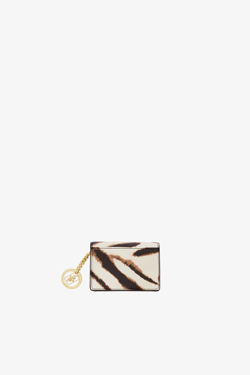 Bou Card Holder With Flap in Zebra, Recycled Polyester, in colour Egret - 2 - GANNI