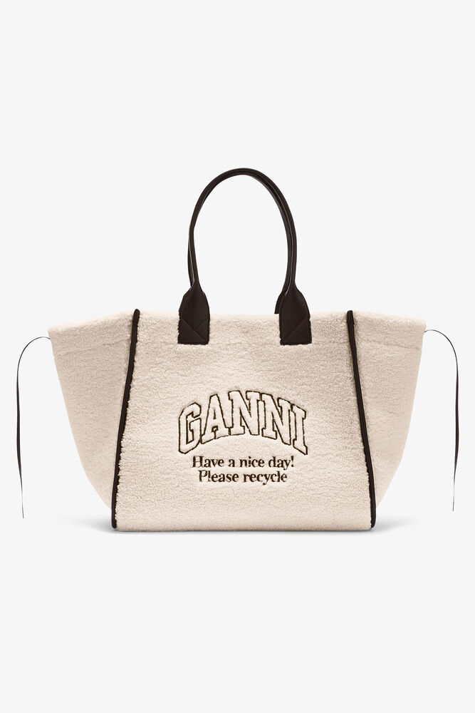 Shearling XXL Tote, Egret