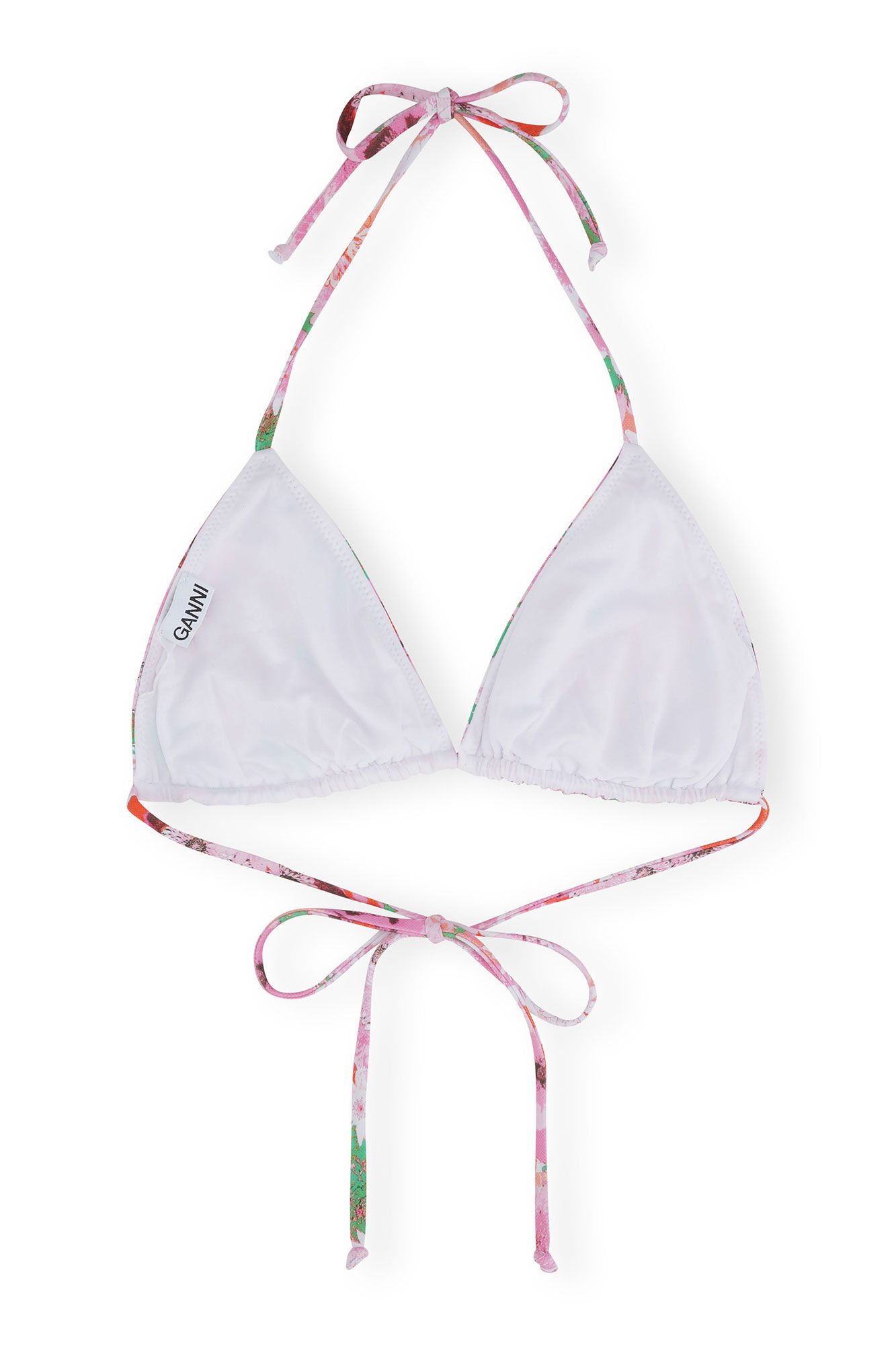 Printed String Bikini Top, Elastane, in colour Sugar Plum - 2 - GANNI