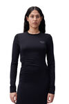 Ruched Midi Dress, Elastane, in colour Black - 3 - GANNI