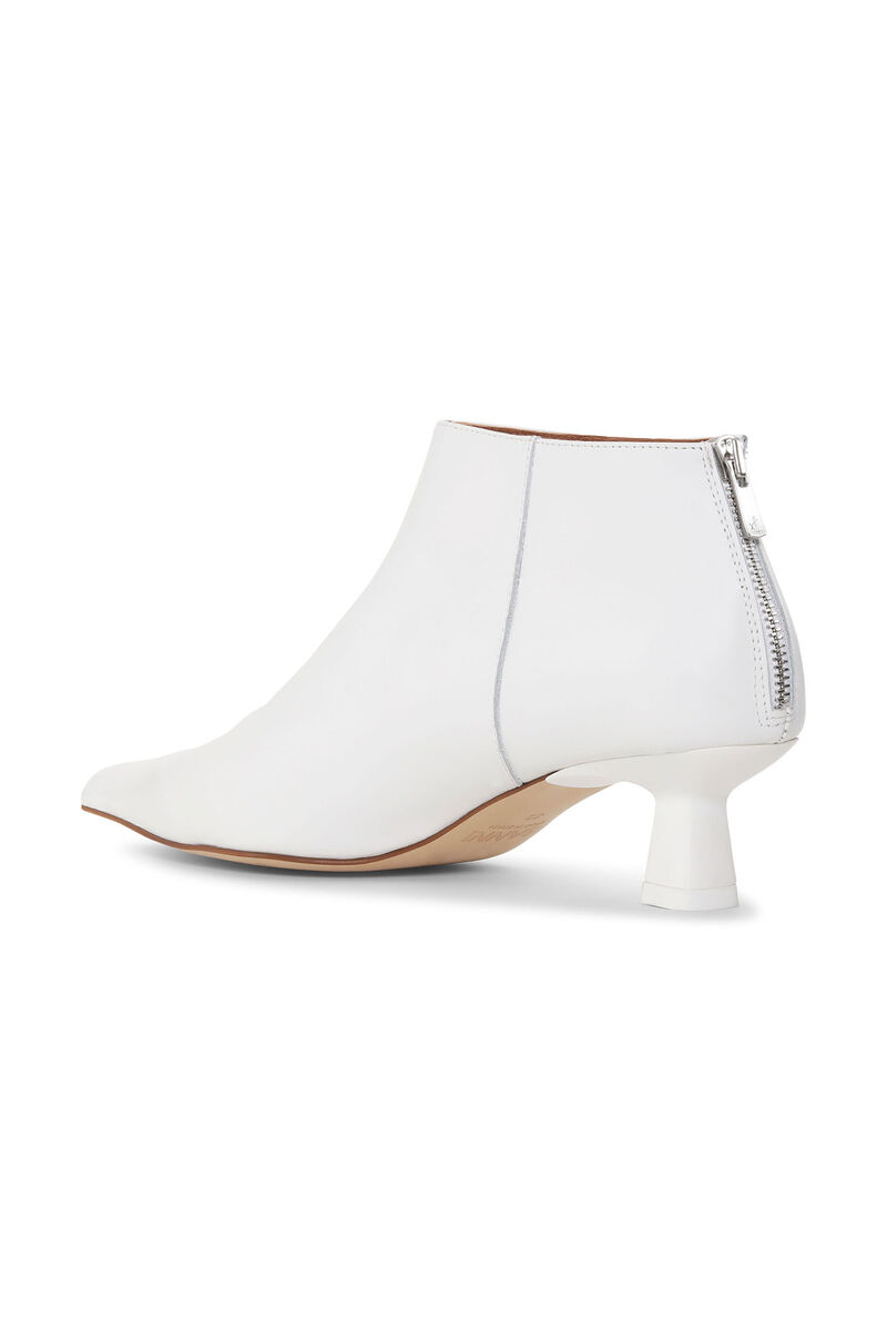Soft Pointy Crop Boots, Calf Leather, in colour Egret - 2 - GANNI