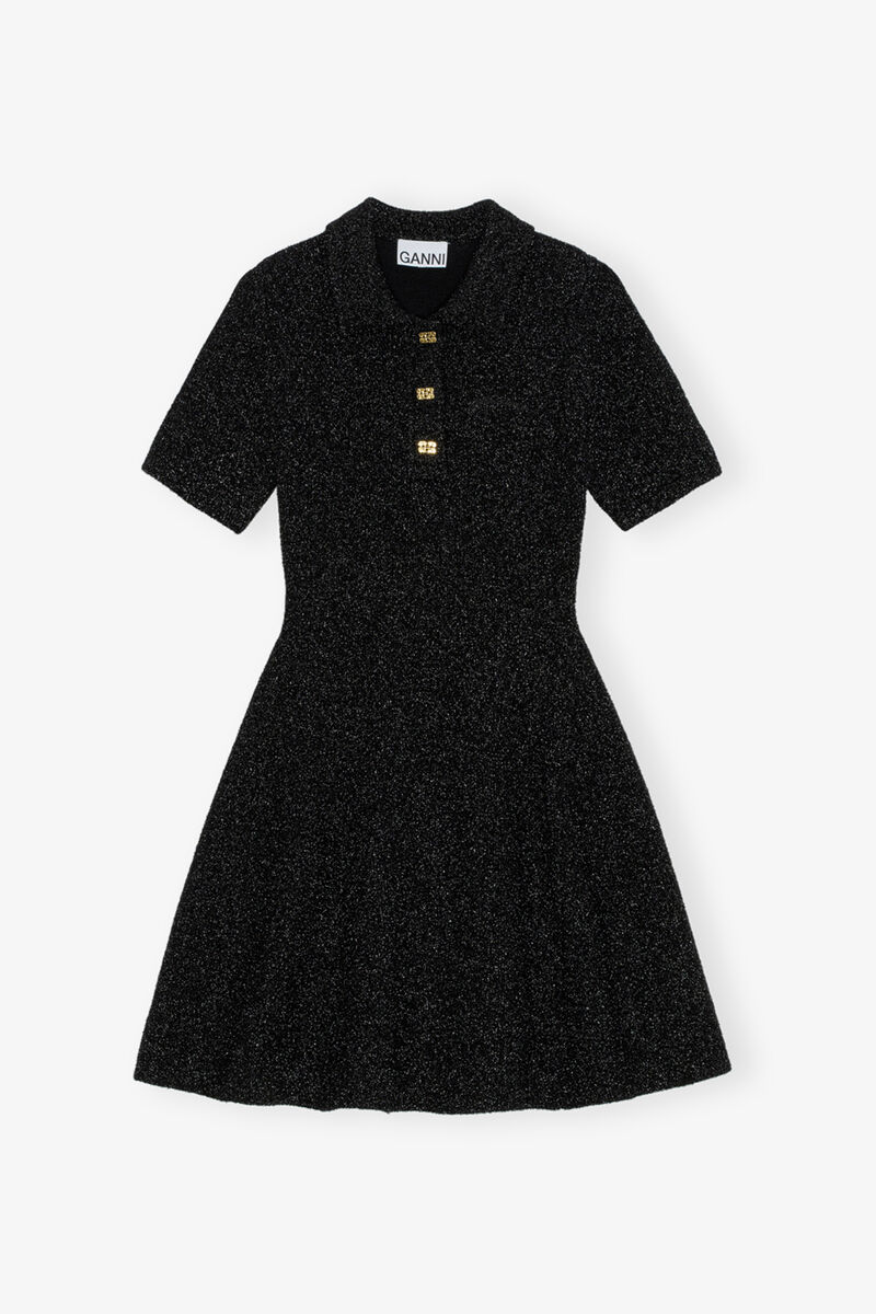 Black Sparkle Mini Dress, Metallic fiber, in colour Black - 1 - GANNI