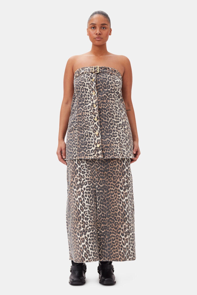 Leopard Denim-Topp, Cotton, in colour Leopard - 6 - GANNI