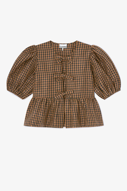 Crinkled Check Blouse 