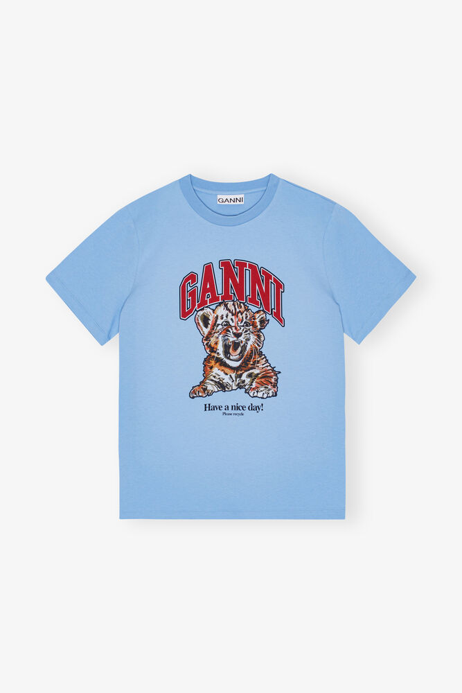 Blue Relaxed Jersey Tiger T-shirt, Blissful Blue