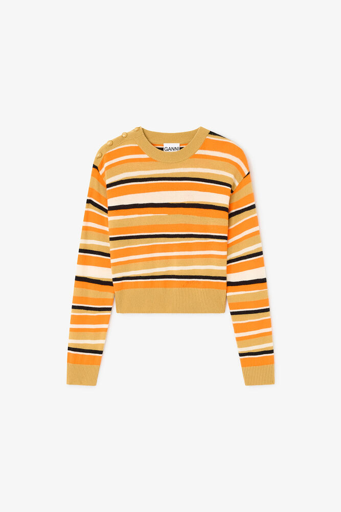 Striped Cashmere Jumper, Orange Tiger