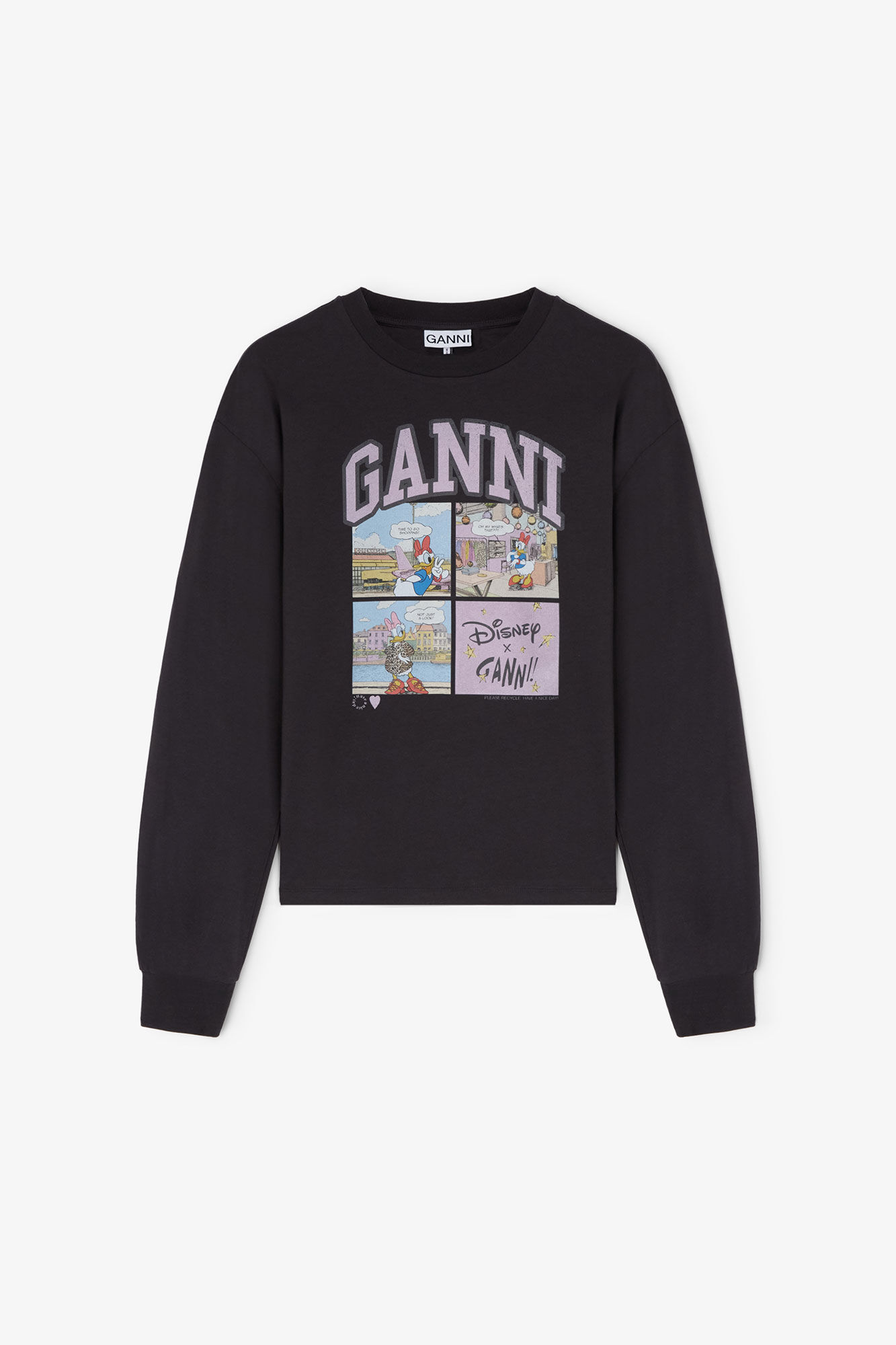 Phantom Daisy Duck Black Long-sleeve T-shirt | GANNI US