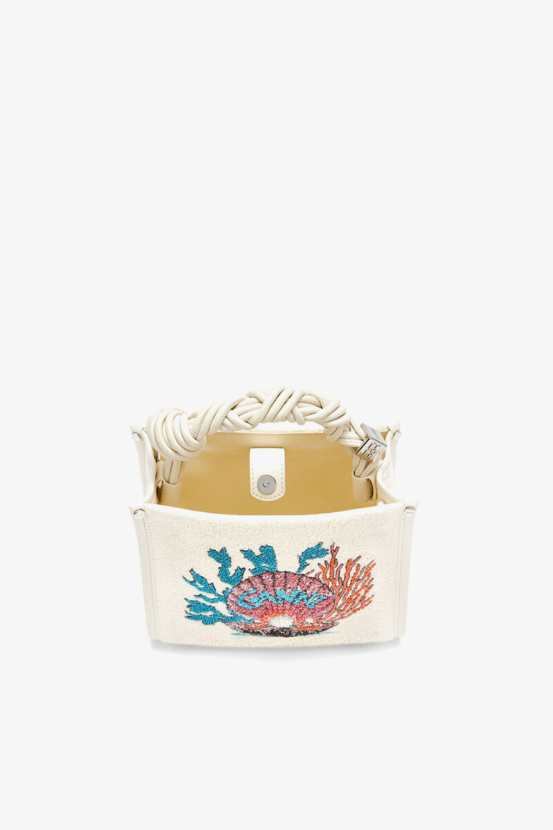 Small Bou Shopper in White Terry, Recycled Polyester, in colour Egret - 3 - GANNI