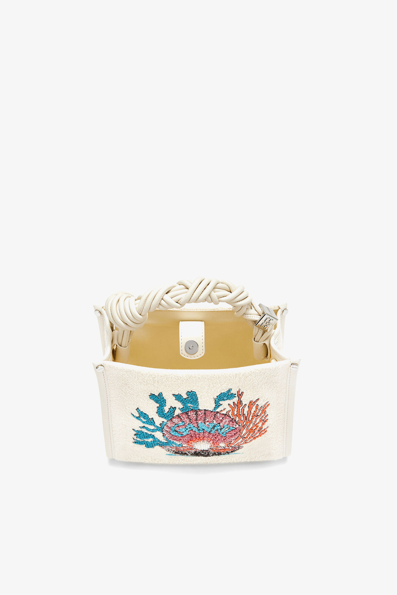 Small Bou Shopper in White Terry, Recycled Polyester, in colour Egret - 3 - GANNI