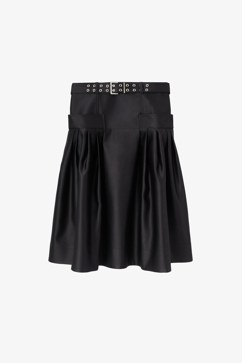 Skirt in Duchesse Satin, Recycled Polyester, in colour Black - 1 - GANNI