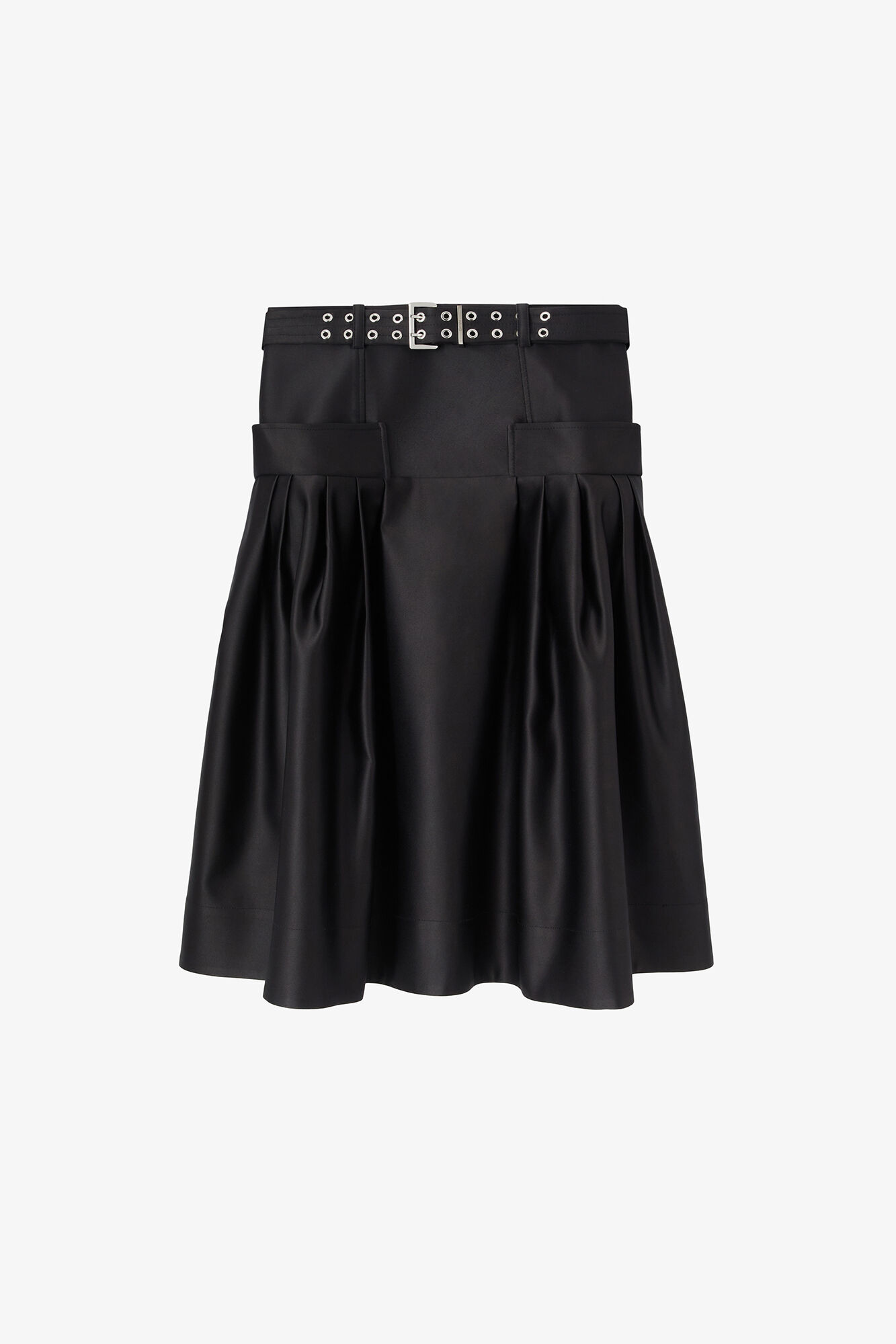 Skirt in Duchesse Satin, Recycled Polyester, in colour Black - 1 - GANNI