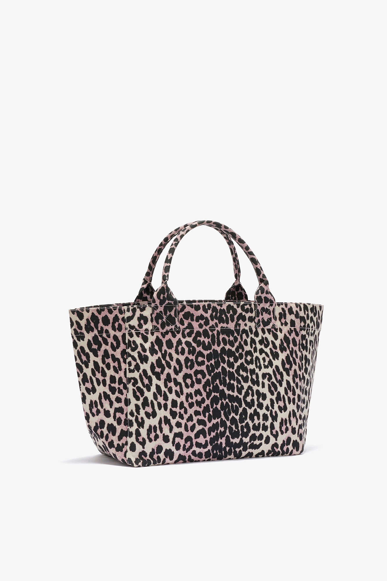 Leopard Medium Tote, Recycled Cotton, in colour Bleached Mauve - 2 - GANNI