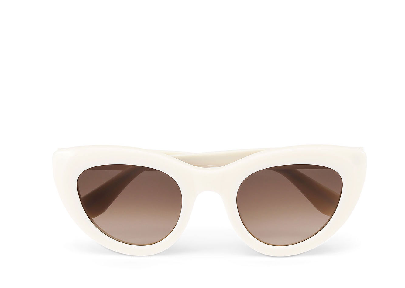 Cat Eye Sunglasses, Acetate, in colour Egret - 1 - GANNI