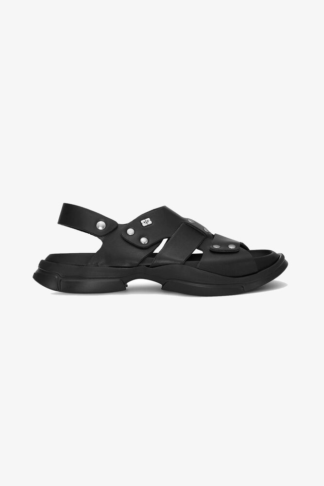 Black Light Weight EVA Asymmetrical Sandals, Black