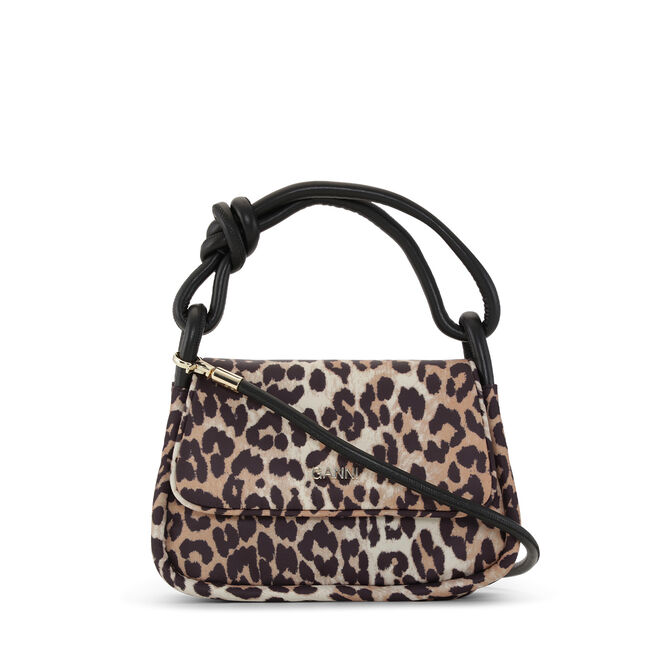 Ganni Leopard Knot Flap Over Bag