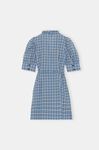 Seersucker Check Seersucker Check Wrap Ruffle Mini Dress, Cotton, in colour Check Azure Blue - 2 - GANNI