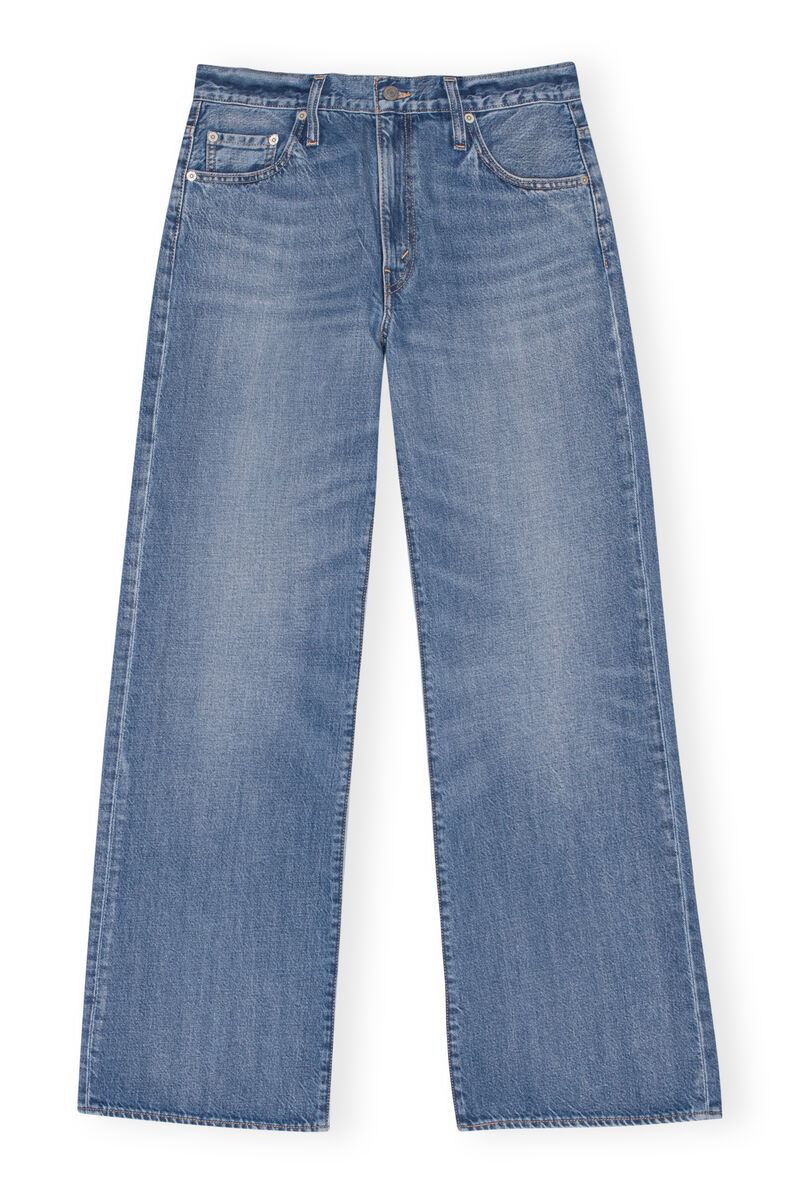 Baggy-Bootcut-Jeans, in colour Light Indigo - 1 - GANNI