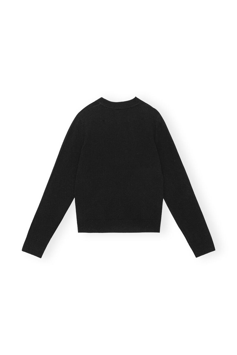 Black Cashmere Mix O-Neck Pullover , Cashmere, in colour Black - 2 - GANNI