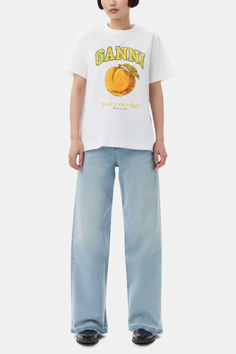 T-shirt Peach, Organic Cotton, in colour Bright White - 2 - GANNI