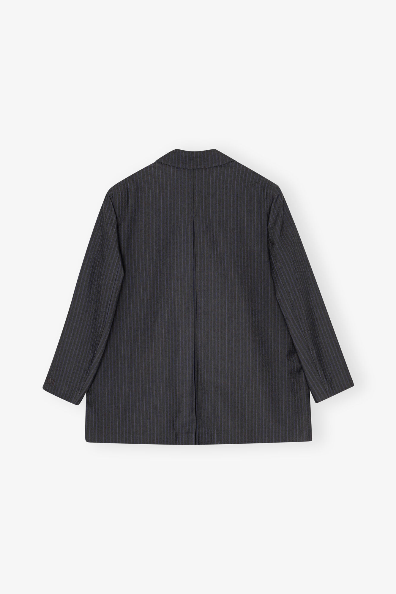 Charcoal Stripe Suiting Oversized Blazer, Elastane, in colour Phantom - 2 - GANNI
