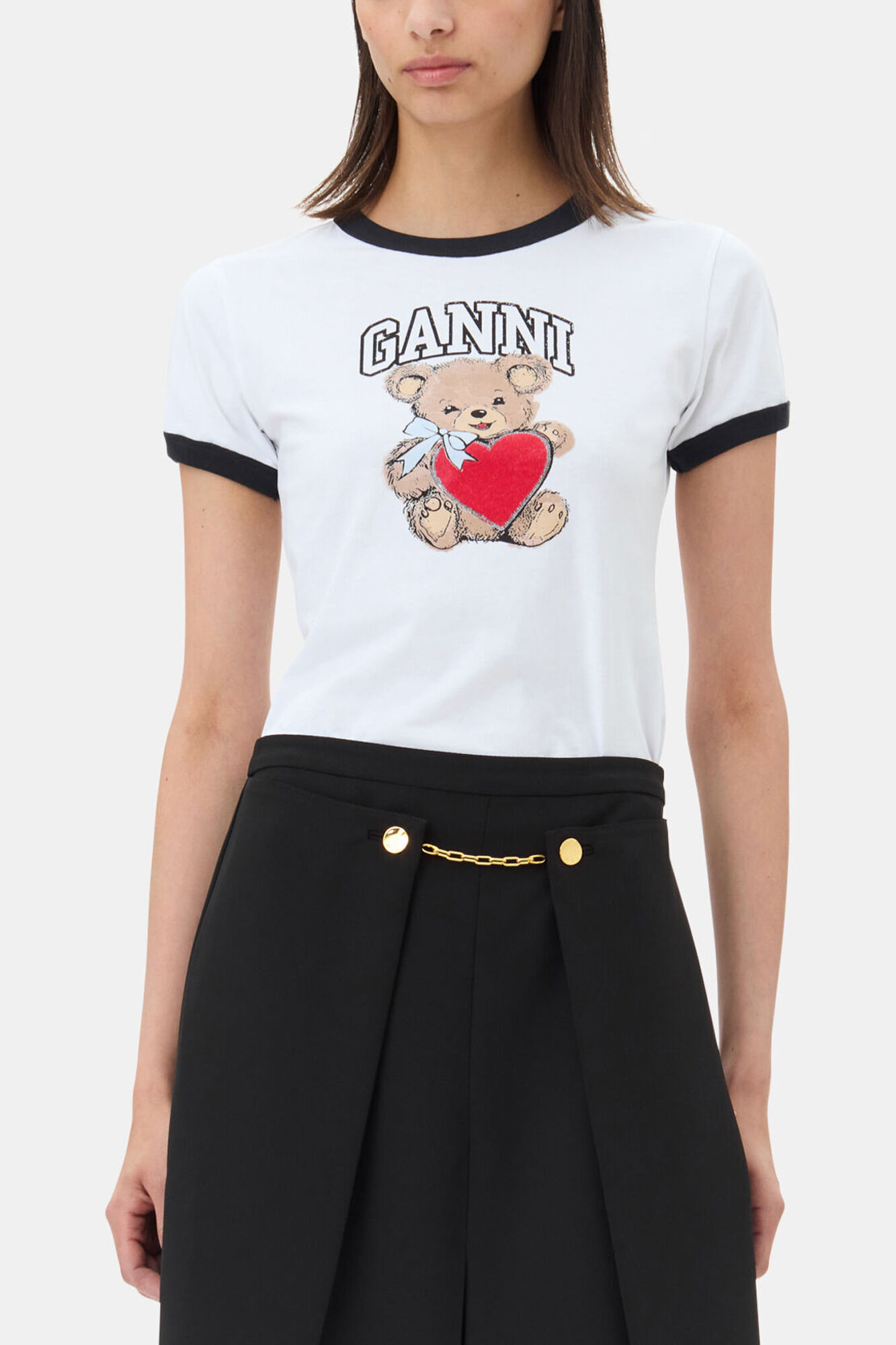 GANNI BEAR Tシャツ ホワイト M White Basic Jersey Bear T-shirt | GANNI FI