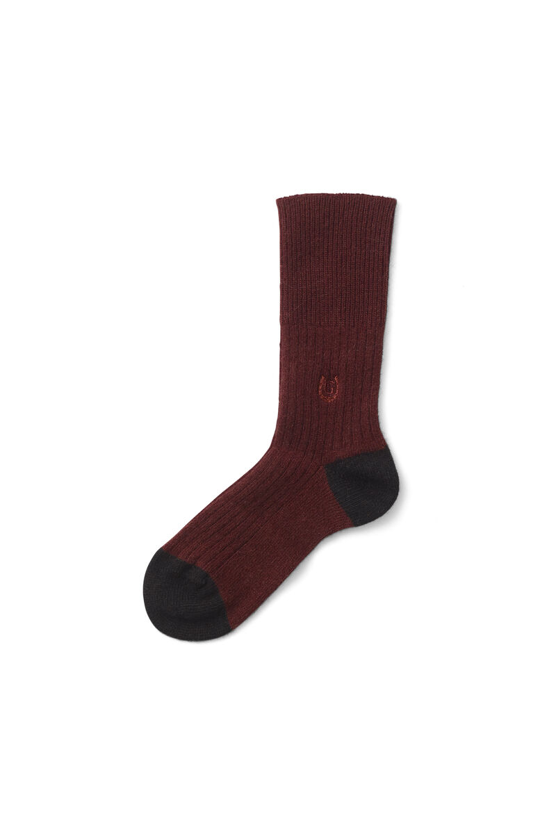 Dunn Cashmere Ankle Socks, in colour Fired Brick - 1 - GANNI