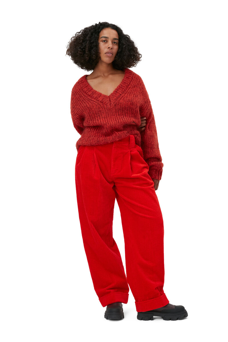 Mohair Pullover, Merino Wool, in colour Fiery Red - 1 - GANNI