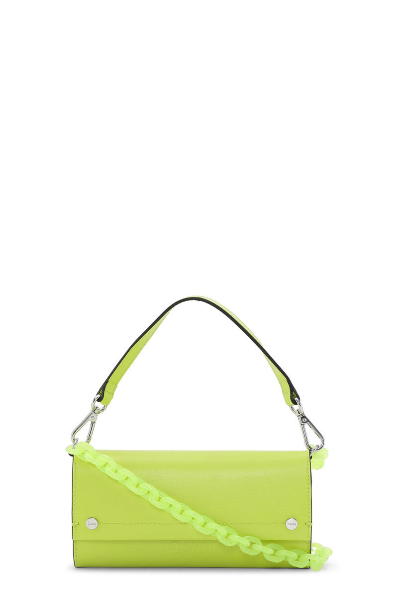 Banner Envelope Chain Bag, Polyurethane, in colour Tender Shoots - 1 - GANNI