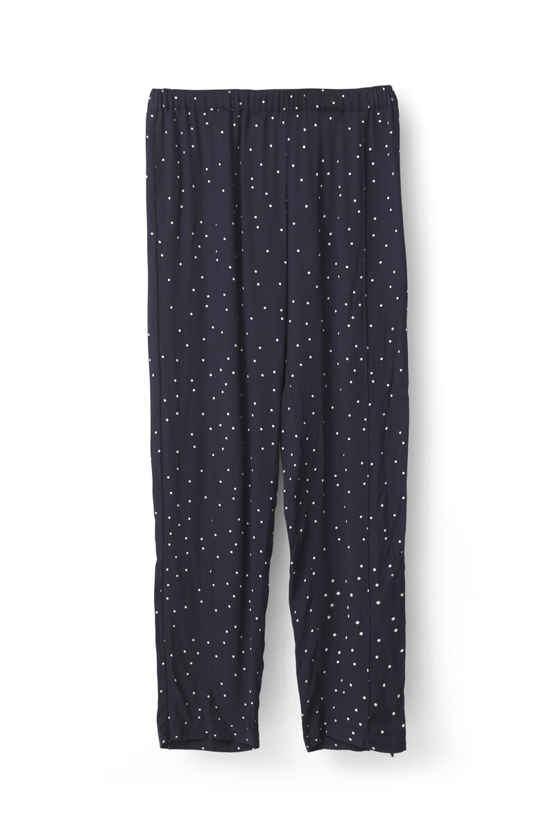 Rosemont Crepe Pants, in colour Dotted Eclipse - 1 - GANNI